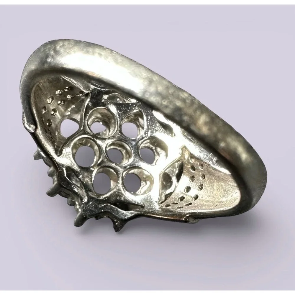 Sterling Silver‎ STS Karis Purple Gemstone Cluster Filigree Statement Ring 6.75